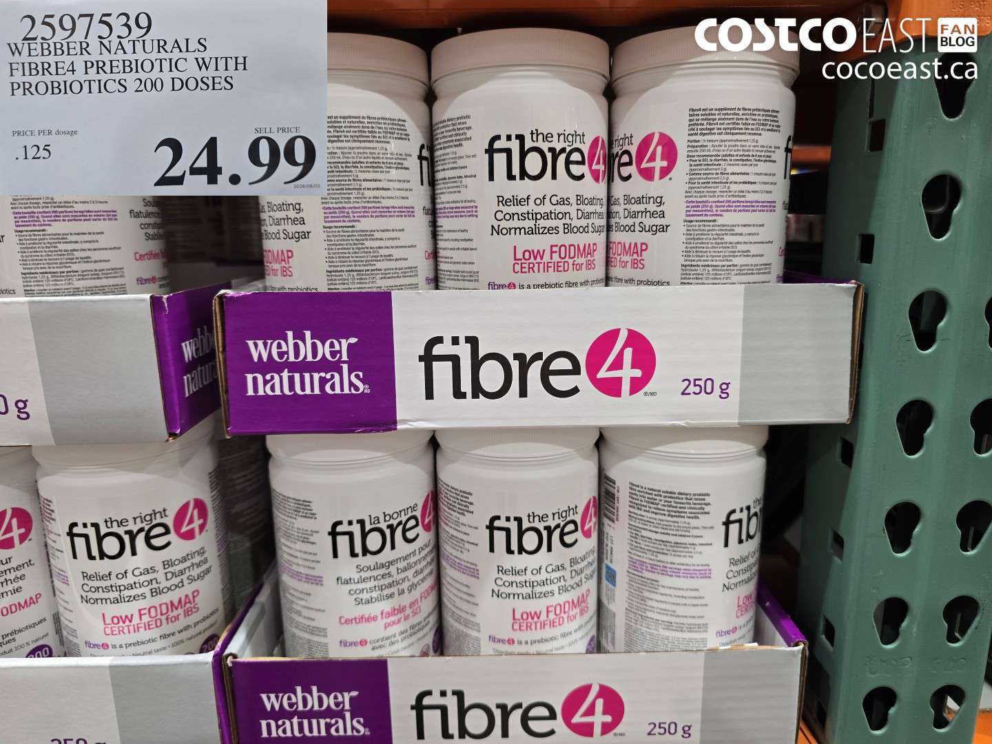 2597539 WEBBER NATURALS FIBRE4 PREBIOTIC WITH PROBIOTICS 200 DOSES $24.99