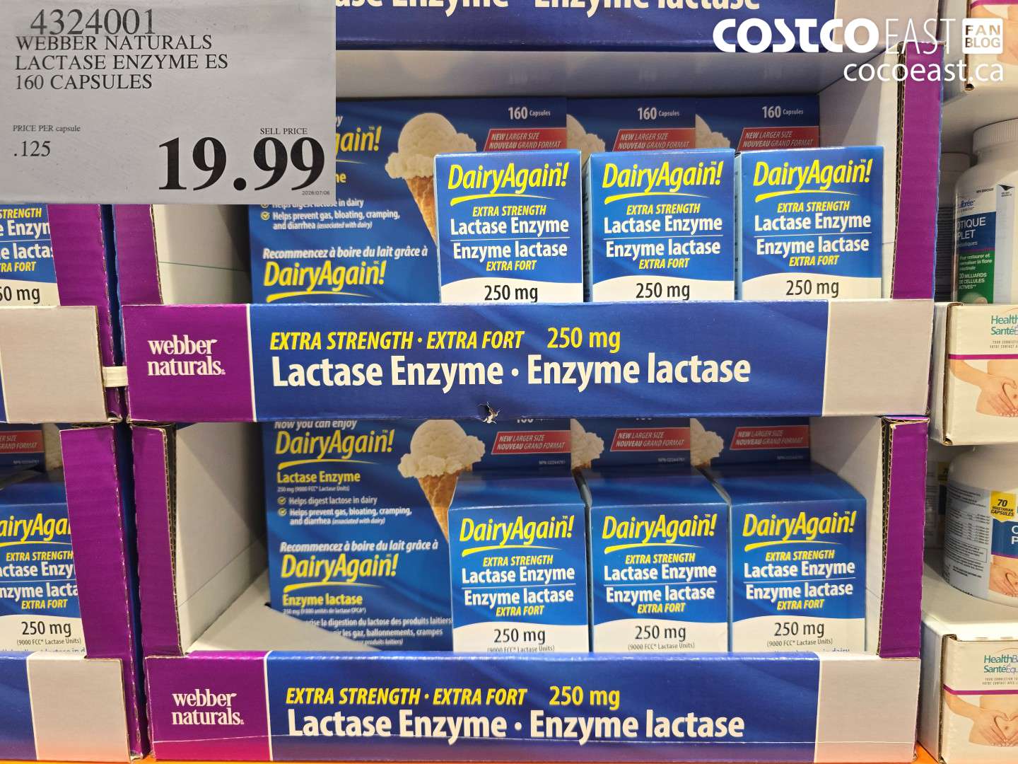 4324001 WEBBER NATURALS LACTASE ENZYME ES 160 CAPSULES $19.99