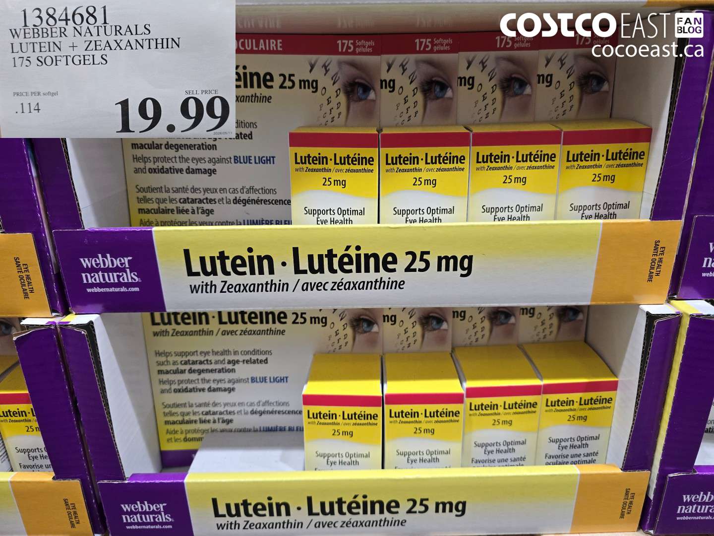1384681 WEBBER NATURALS LUTEIN + ZEAXANTHIN 175 SOFTGELS $19.99