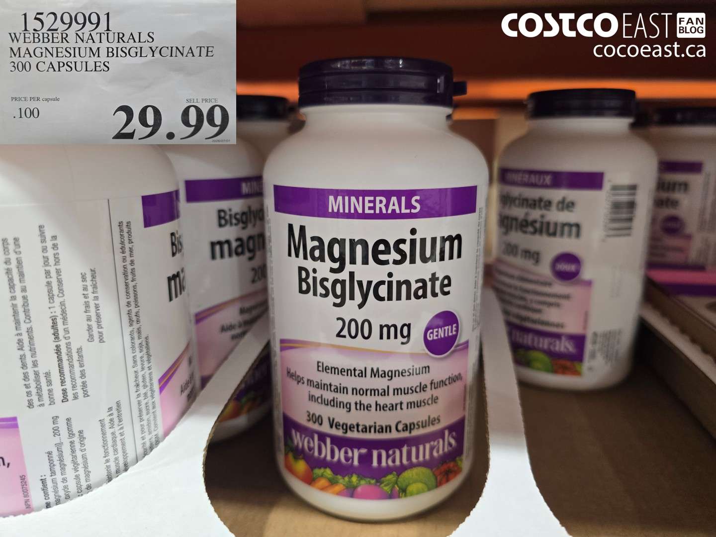 1529991 WEBBER NATURALS MAGNESIUM BISGLYCINATE 300 CAPSULES $29.99