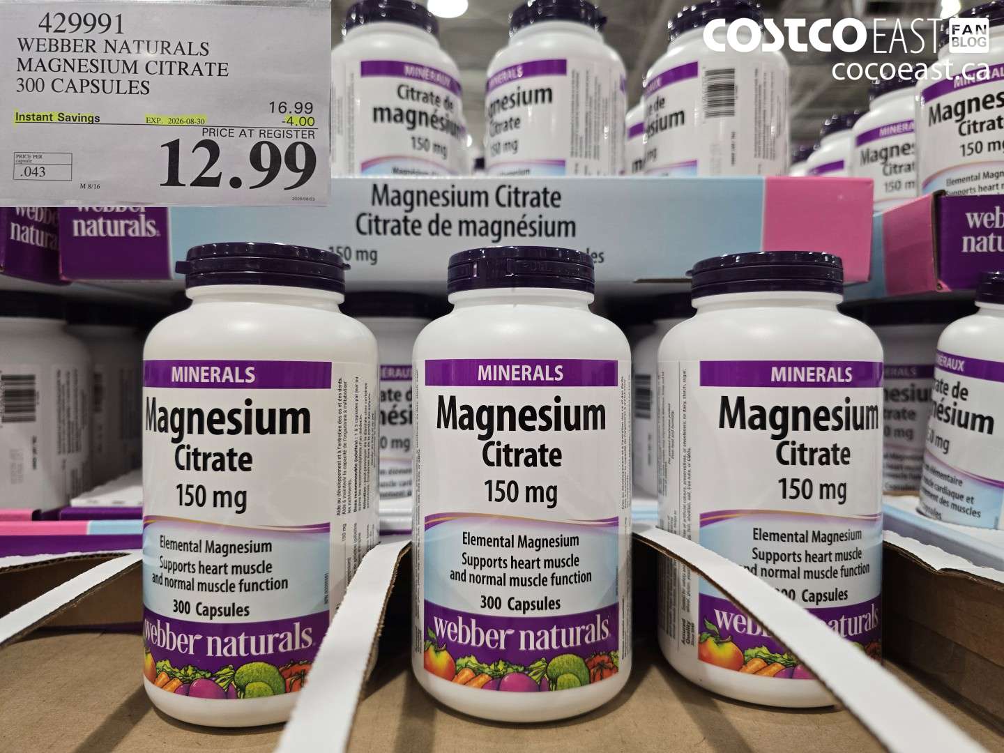 429991 WEBBER NATURALS MAGNESIUM CITRATE 300 CAPSULES ($4.00 INSTANT SAVINGS EXPIRES ON 2026-08-30) $12.99