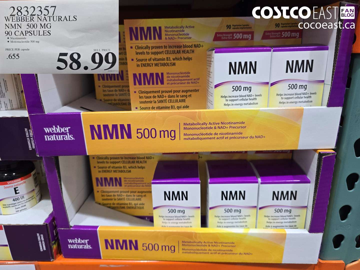 2832357 WEBBER NATURALS NMN 500 MG 90 CAPSULES $58.99