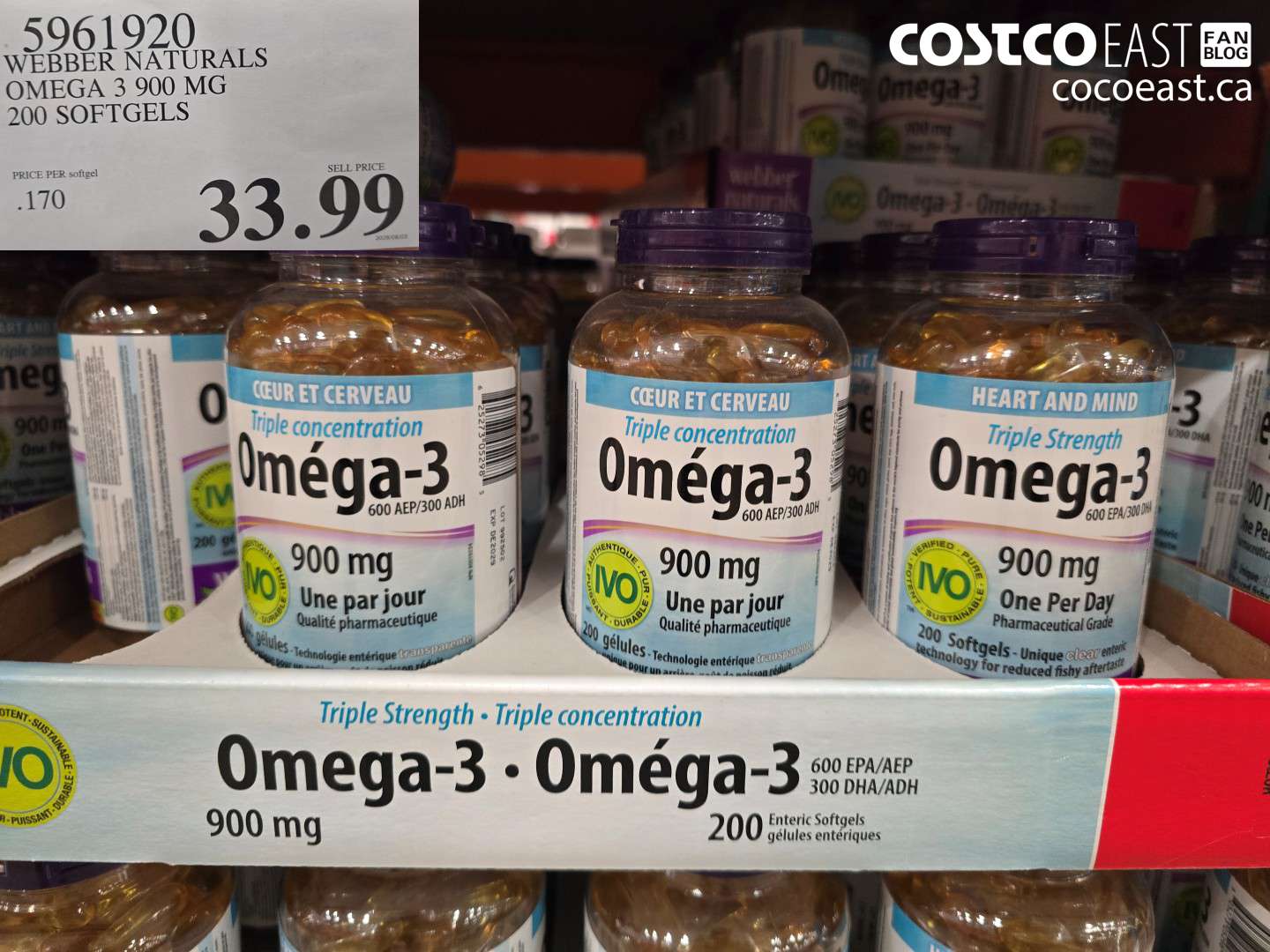 5961920 WEBBER NATURALS OMEGA 3 900 MG 200 SOFTGELS $33.99