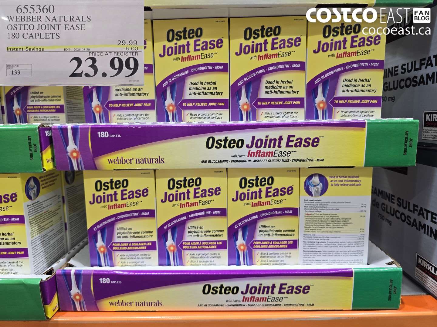 655360 WEBBER NATURALS OSTEO JOINT EASE 180 CAPLETS ($6.00 INSTANT SAVINGS EXPIRES ON 2026-08-30) $23.99