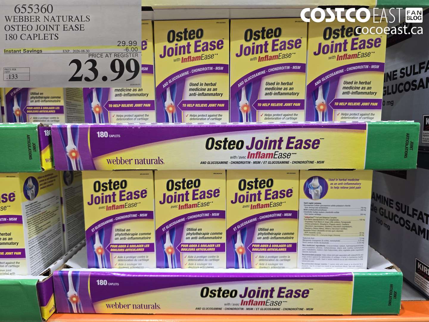 655360 WEBBER NATURALS OSTEO JOINT EASE 180 CAPLETS ($6.00 INSTANT SAVINGS EXPIRES ON 2026-08-30) $23.99