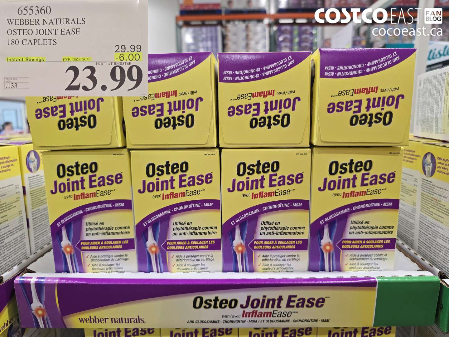 655360 WEBBER NATURALS OSTEO JOINT EASE 180 CAPLETS ($6.00 INSTANT SAVINGS EXPIRES ON 2026-08-30) $23.99