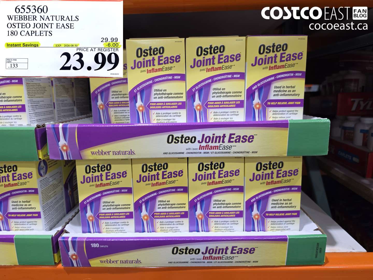 655360 WEBBER NATURALS OSTEO JOINT EASE 180 CAPLETS ($6.00 INSTANT SAVINGS EXPIRES ON 2026-08-30) $23.99