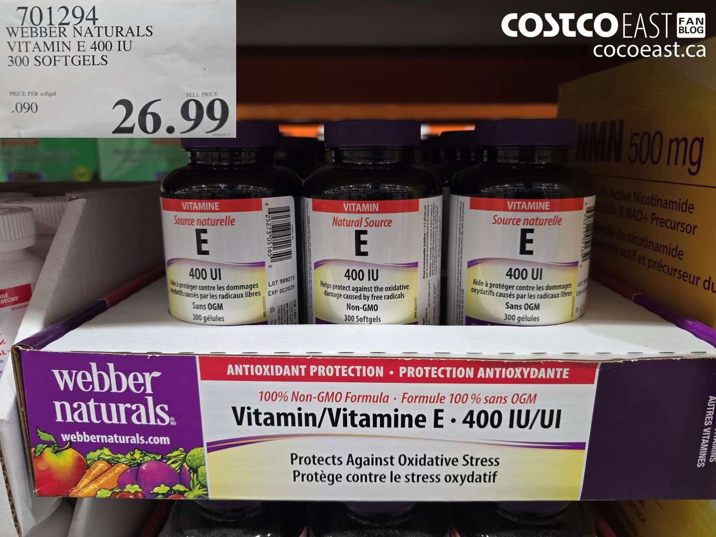 701294 WEBBER NATURALS VITAMIN E 400 IU 300 SOFTGELS $26.99
