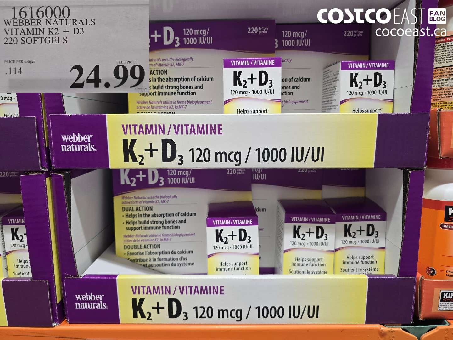 1616000 WEBBER NATURALS VITAMIN K2 + D3 220 SOFTGELS $24.99