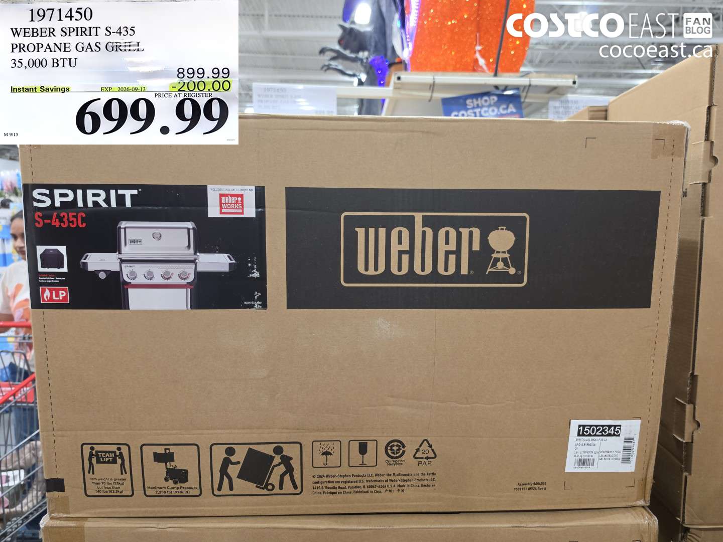 1971450 WEBER SPIRIT S-435 PROPANE GAS GRILL 35,000 BTU ($200.00 INSTANT SAVINGS EXPIRES ON 2026-09-13) $699.99