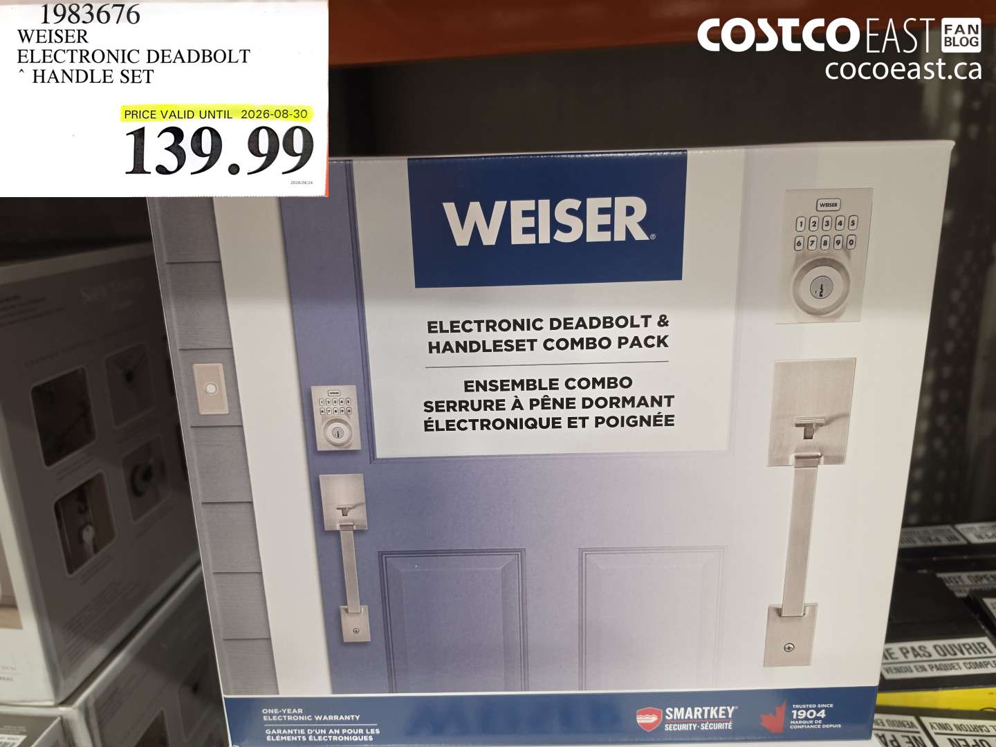 1983676 WEISER ELECTRONIC DEADBOLT HANDLE SET $139.99