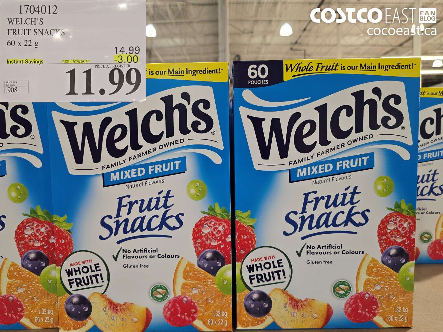 1704012 WELCH'S FRUIT SNACKS 60 X 22 G ($3.00 INSTANT SAVINGS EXPIRES ON 2026-08-30) $11.99