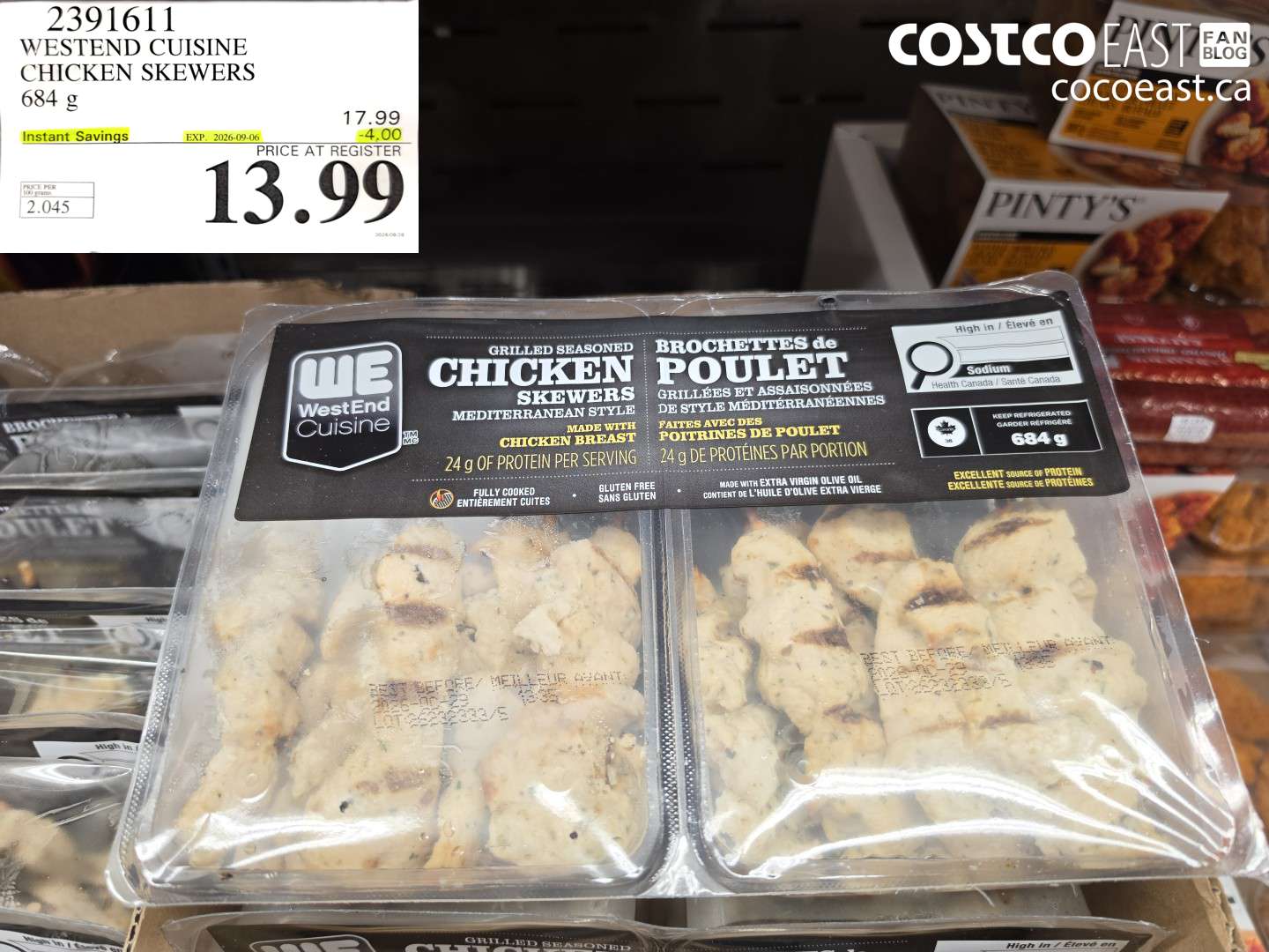 2391611 WESTEND CUISINE CHICKEN SKEWERS 684 G ($4.00 INSTANT SAVINGS EXPIRES ON 2026-09-06) $13.99