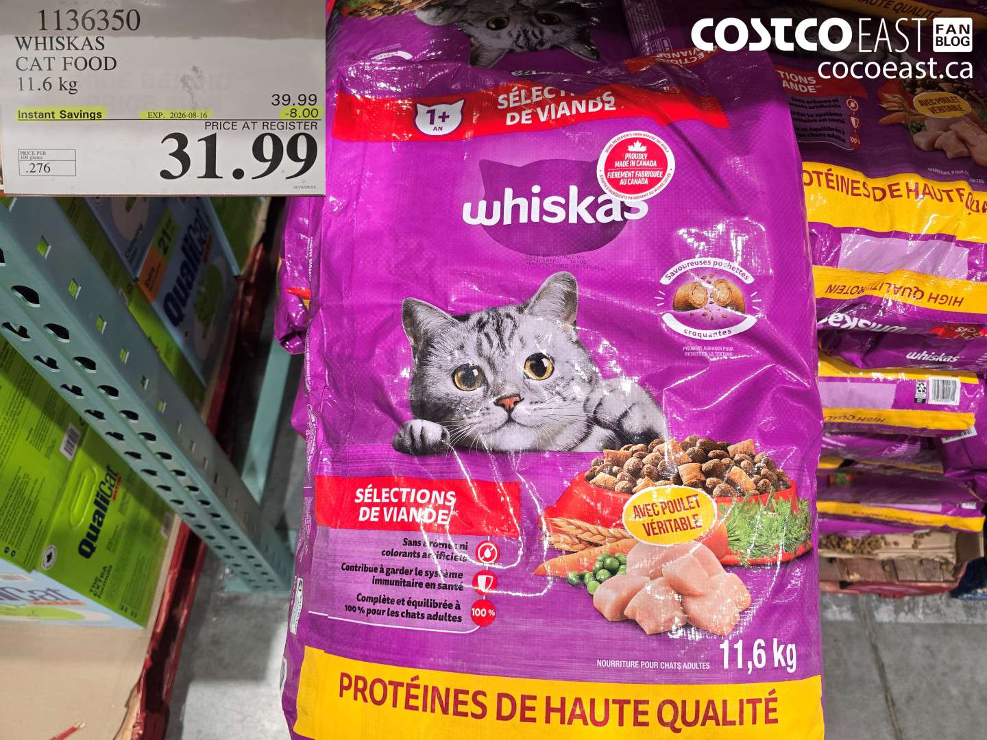 1136350 WHISKAS CAT FOOD 11.6 KG ($8.00 INSTANT SAVINGS EXPIRES ON 2026-08-16) $31.99