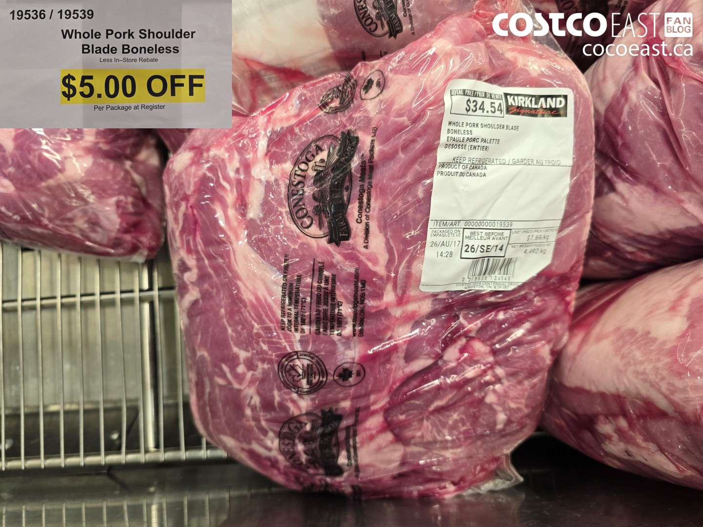 19536 WHOLE PORK SHOULDER BLADE BONELESS ($5.00 INSTANT SAVINGS)