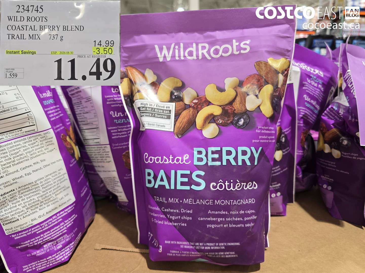 234745 WILD ROOTS COASTAL BERRY BLEND TRAIL MIX 737 G ($3.50 INSTANT SAVINGS EXPIRES ON 2026-08-30) $11.49