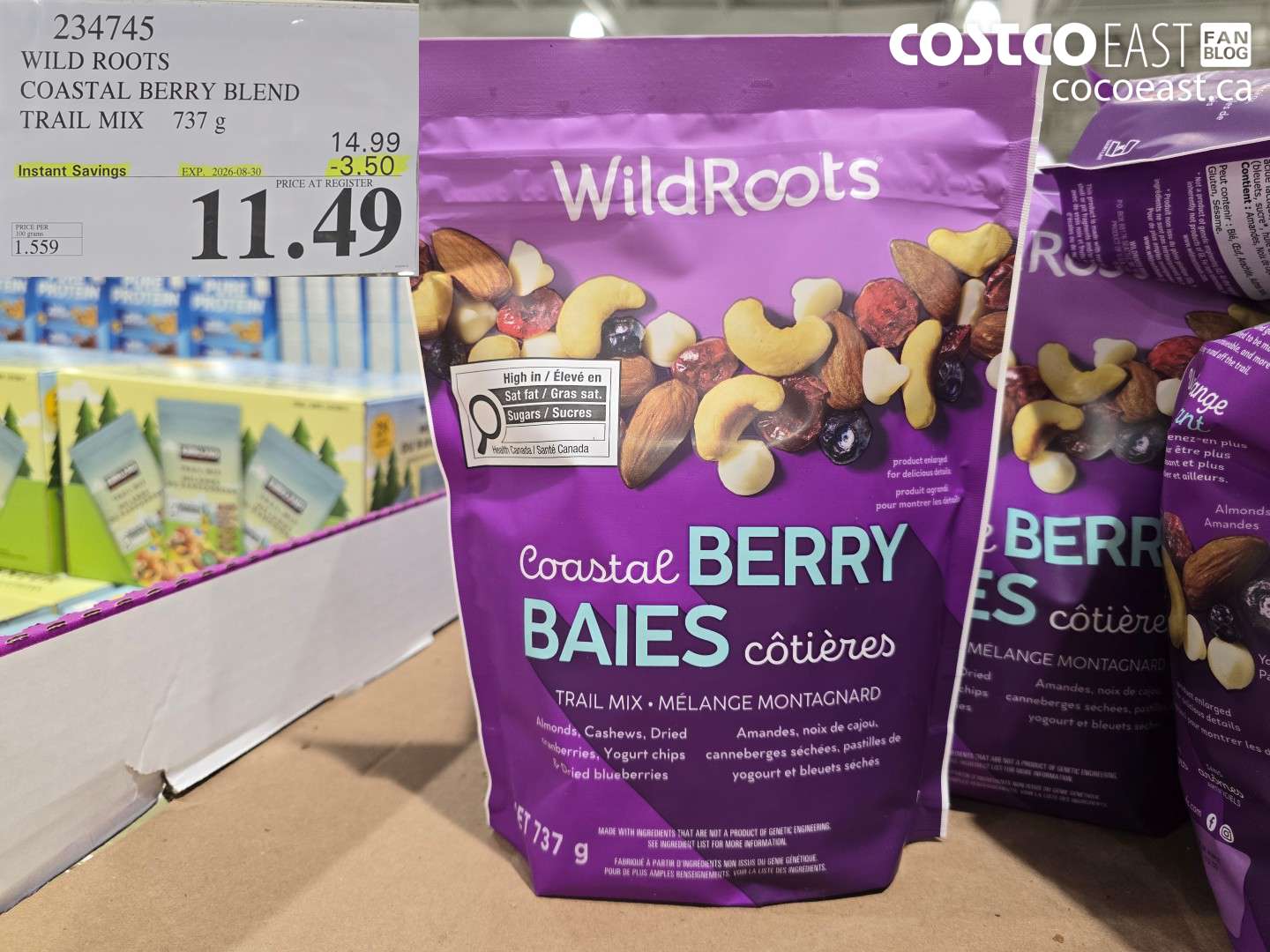 234745 WILD ROOTS COASTAL BERRY BLEND TRAIL MIX 737 G ($3.50 INSTANT SAVINGS EXPIRES ON 2026-08-30) $11.49