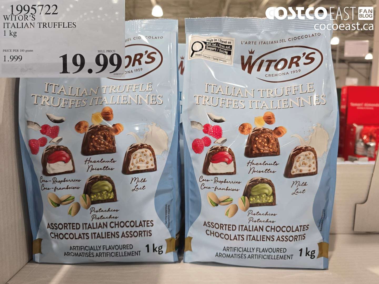 1995722 WITOR'S ITALIAN TRUFFLES 1 KG $19.99