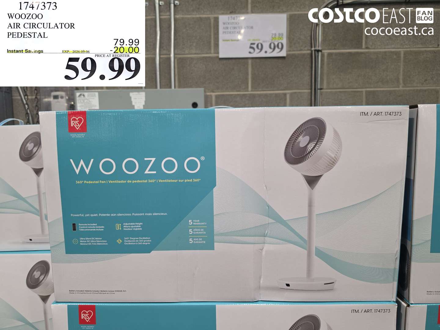 1747373 WOOZOO AIR CIRCULATOR PEDESTAL ($20.00 INSTANT SAVINGS EXPIRES ON 2026-09-06) $59.99