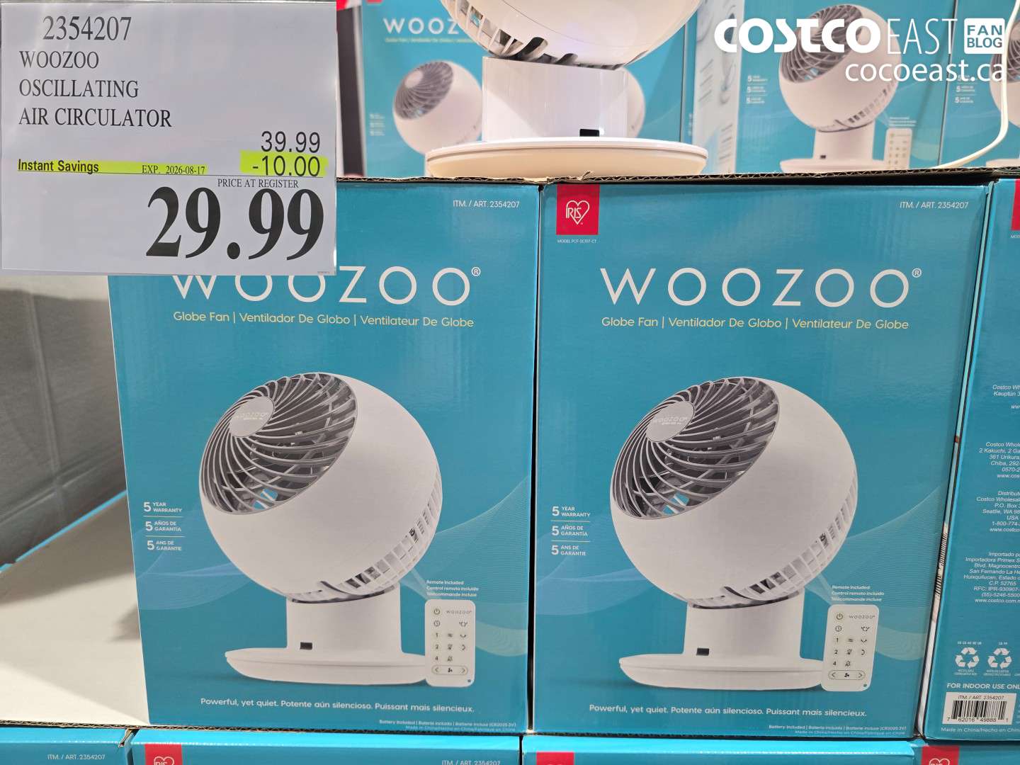 2354207 WOOZOO OSCILLATING AIR CIRCULATOR ($10.00 INSTANT SAVINGS EXPIRES ON 2026-08-17) $29.99