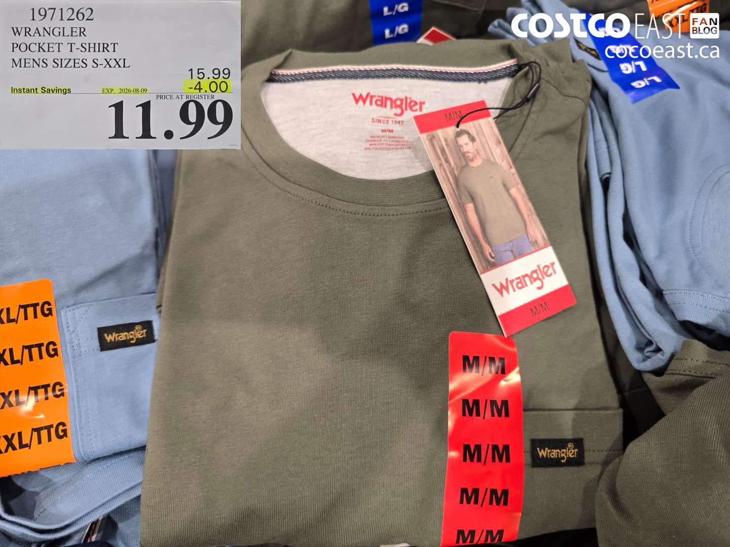 1971262 WRANGLER POCKET T-SHIRT MENS SIZES S-XXL ($4.00 INSTANT SAVINGS EXPIRES ON 2026-08-09) $11.99