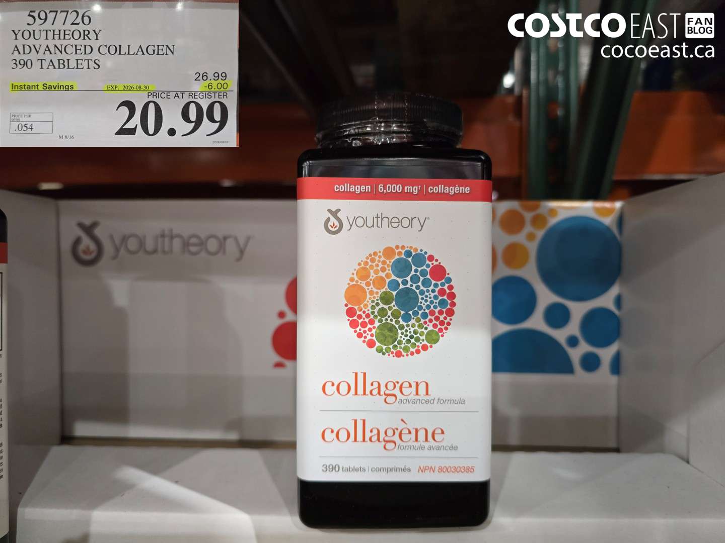 597726 YOUTHEORY ADVANCED COLLAGEN 390 TABLETS ($6.00 INSTANT SAVINGS EXPIRES ON 2026-08-30) $20.99