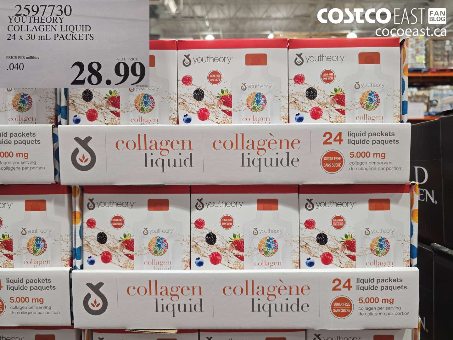 2597730 YOUTHEORY COLLAGEN LIQUID 24 X 30 ML PACKETS $28.99