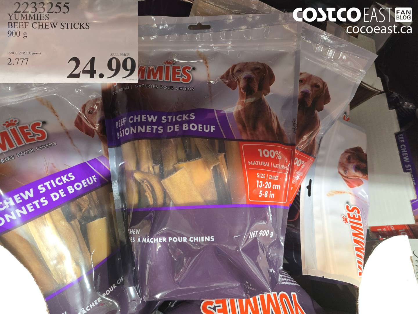 2233255 YUMMIES BEEF CHEW STICKS 900 G $24.99