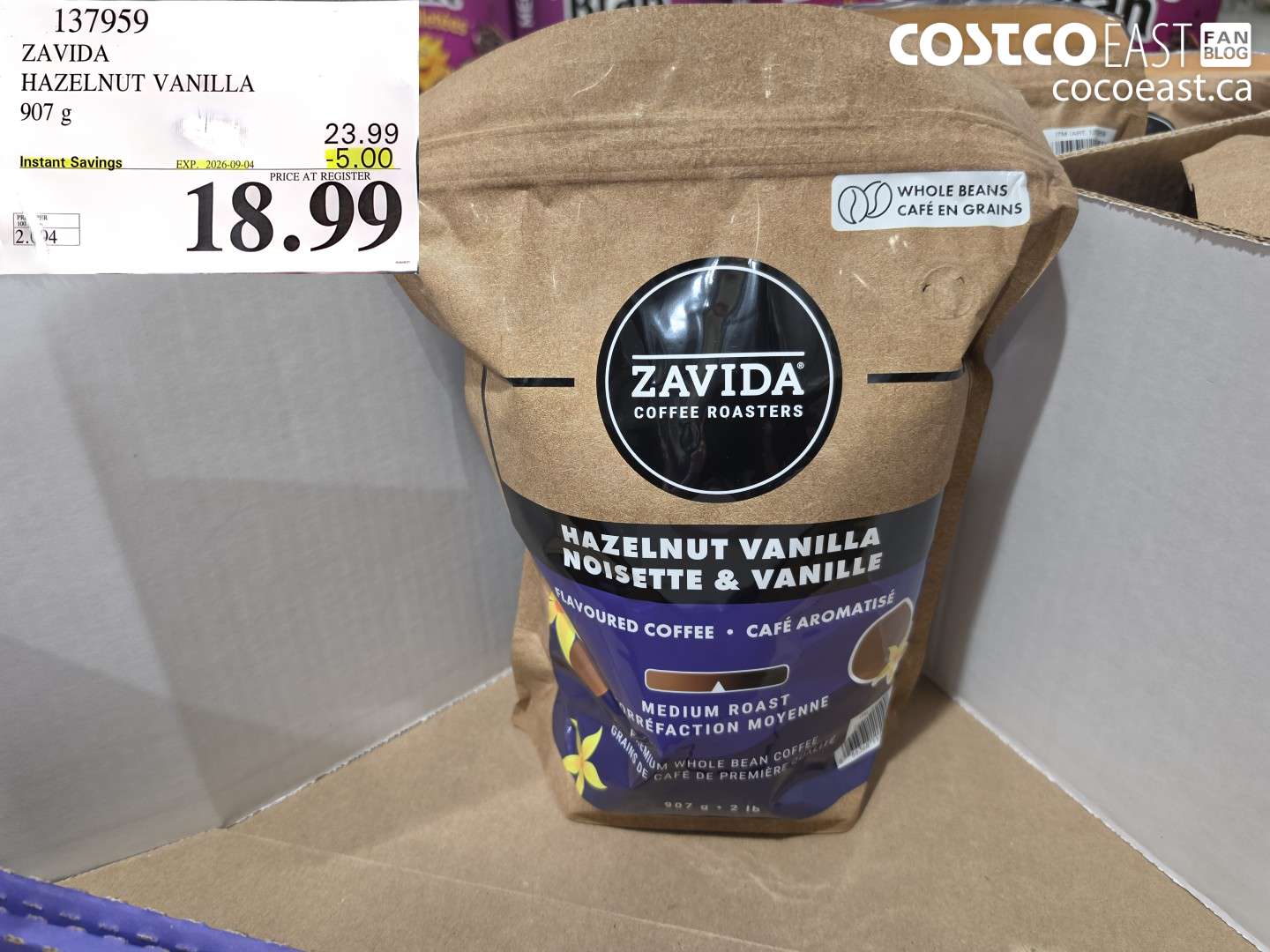 137959 ZAVIDA HAZELNUT VANILLA 907 G ($5.00 INSTANT SAVINGS EXPIRES ON 2026-09-04) $18.99