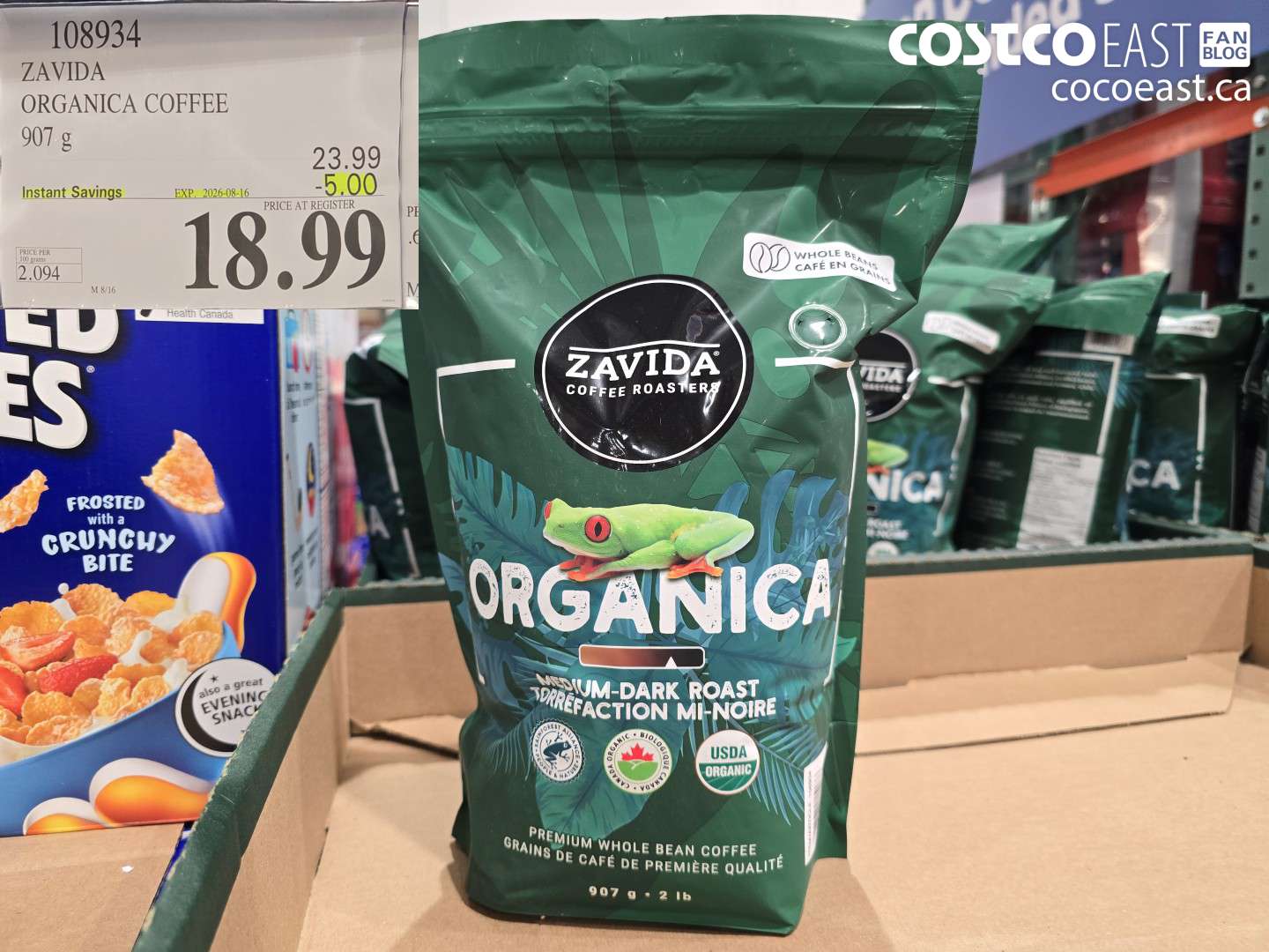 108934 ZAVIDA ORGANICA COFFEE 907 G ($5.00 INSTANT SAVINGS EXPIRES ON 2026-08-16) $18.99