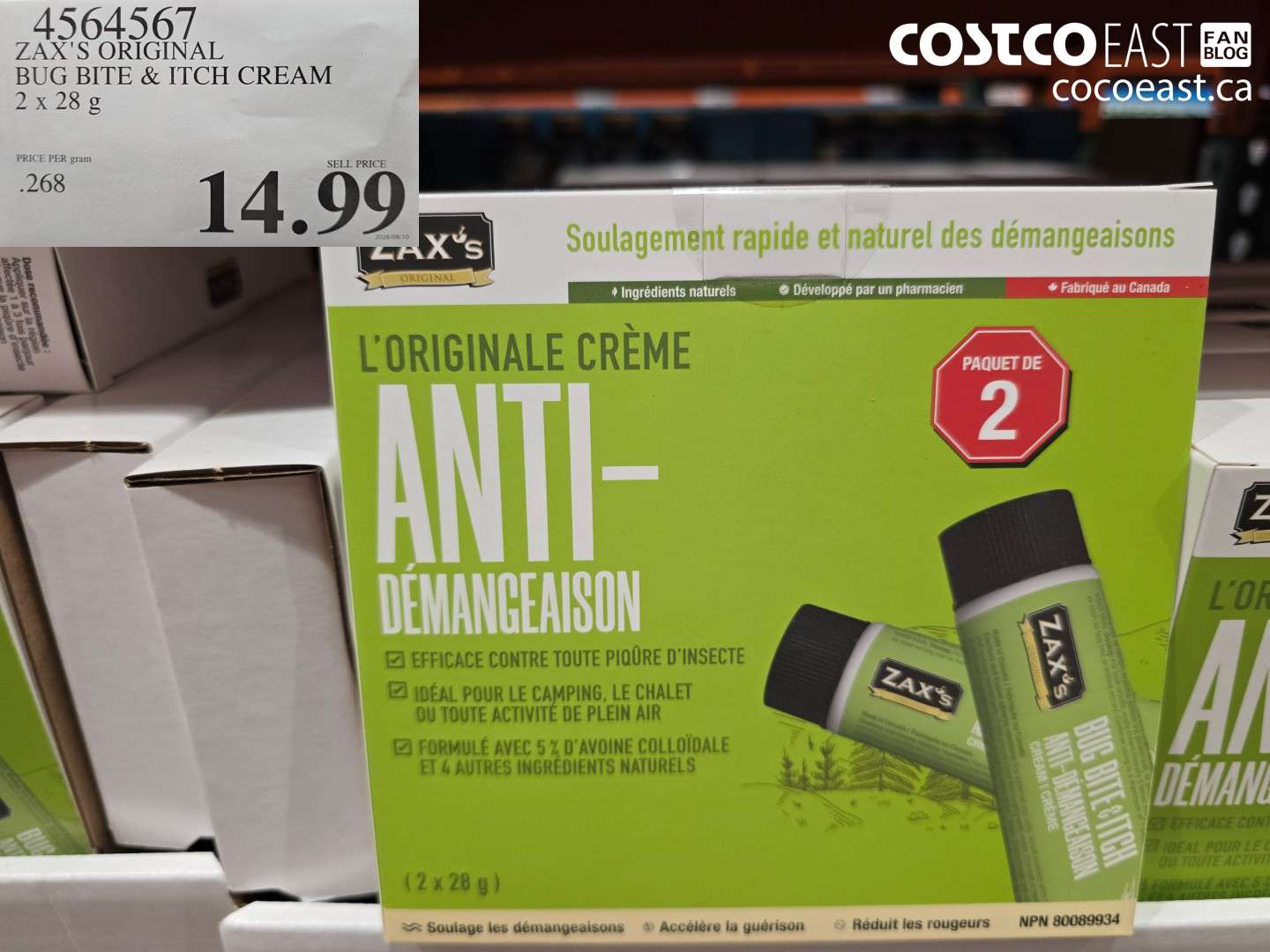 4564567 ZAX'S ORIGINAL BUG BITE & ITCH CREAM 2 X 28 G $14.99