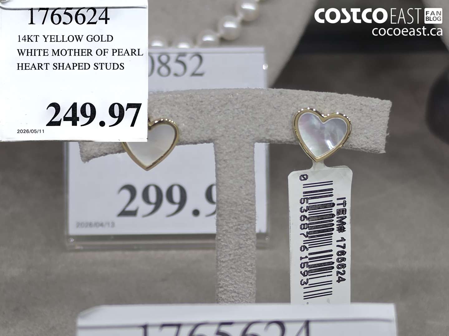1765624 14KT YELLOW GOLD WHITE MOTHER OF PEARL HEART SHAPED STUDS $249.97