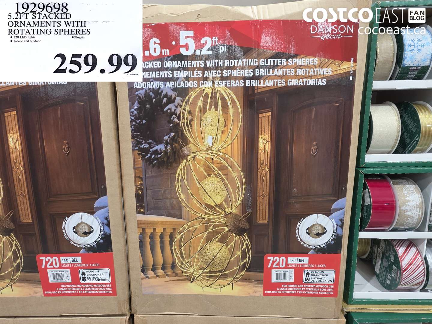 1929698 5.2FT STACKED ORNAMENTS WITH ROTATING SPHERES $259.99