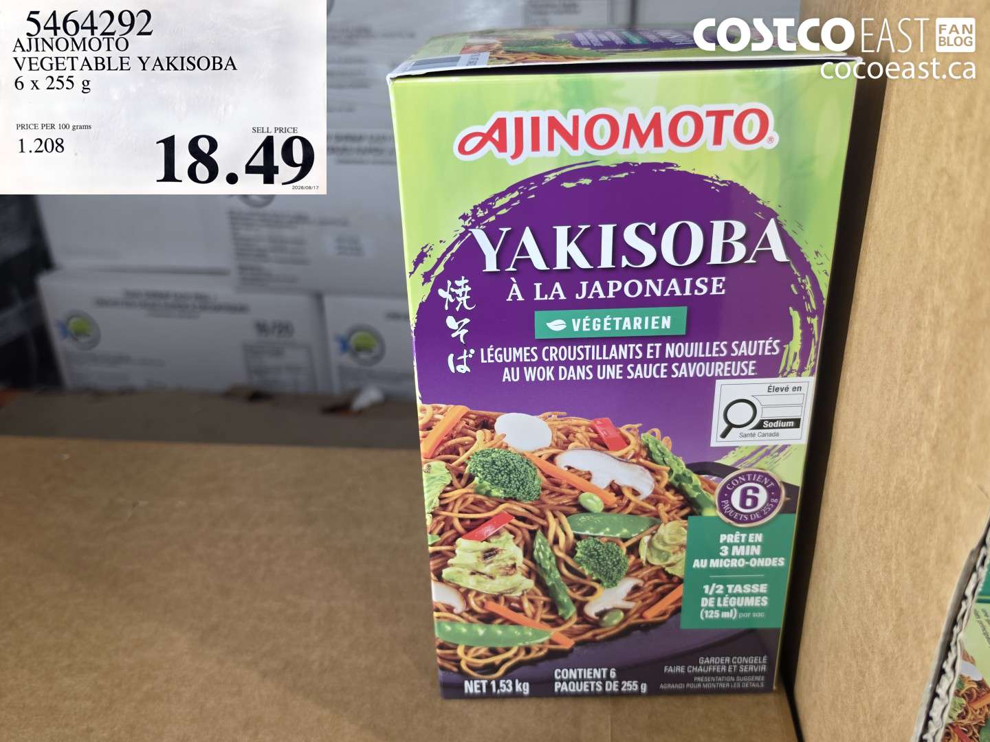 5464292 AJINOMOTO VEGETABLE YAKISOBA 6 X 255 G $18.49