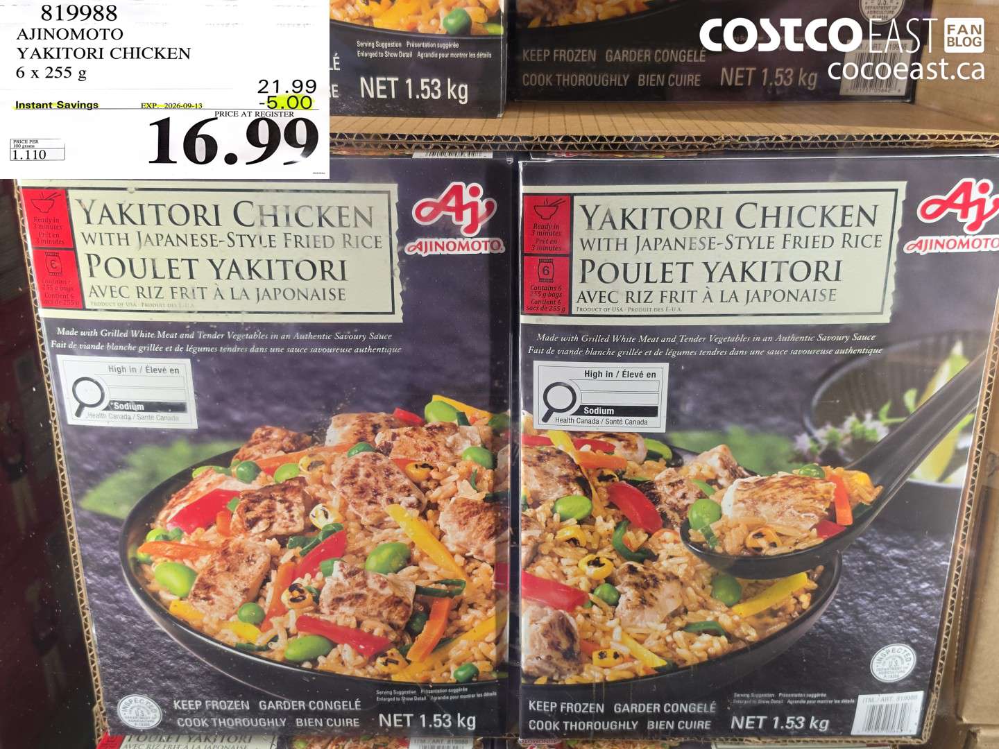 819988 AJINOMOTO YAKITORI CHICKEN 6 X 255 G ($5.00 INSTANT SAVINGS EXPIRES ON 2026-09-13) $16.99