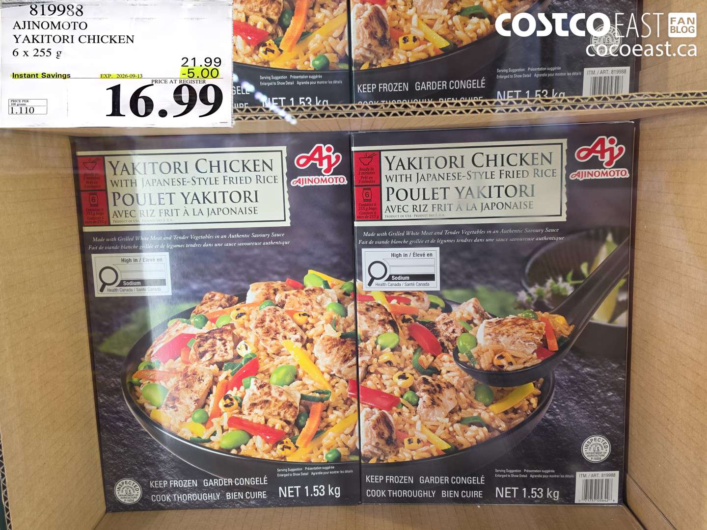 819988 AJINOMOTO YAKITORI CHICKEN 6 X 255 G ($5.00 INSTANT SAVINGS EXPIRES ON 2026-09-13) $16.99