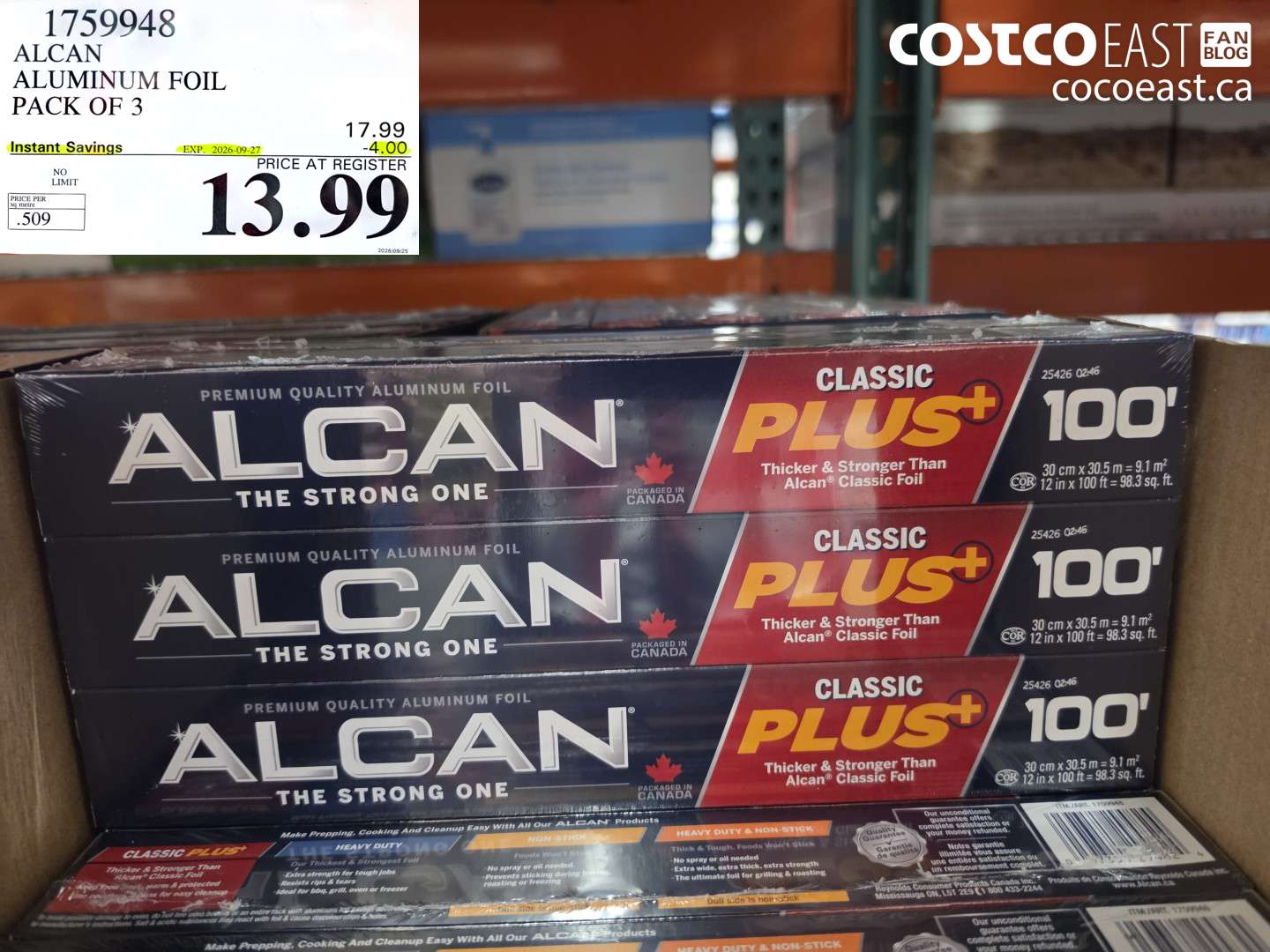 1759948 ALCAN ALUMINUM FOIL PACK OF 3 ($4.00 INSTANT SAVINGS EXPIRES ON 2026-09-27) $13.99