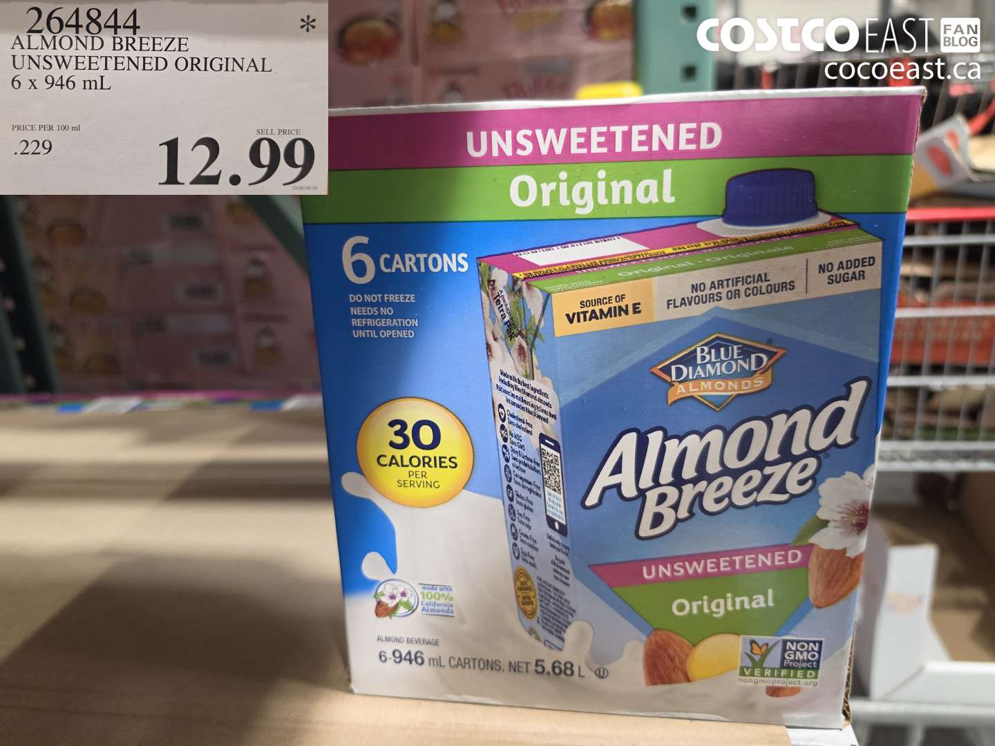 264844 ALMOND BREEZE UNSWEETENED ORIGINAL 6 X 946 ML $12.99
