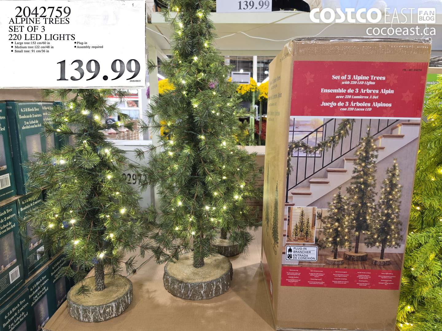 2042759 ALPINE TREES SET OF 3 220 LED LIGHTS $139.99