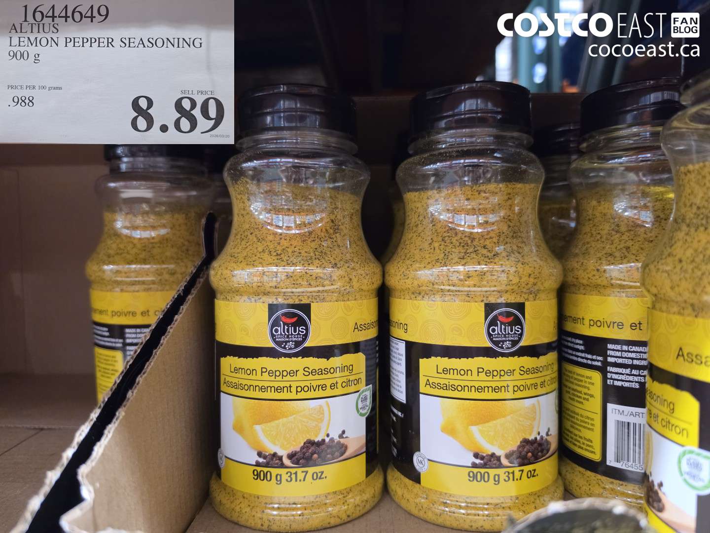 1644649 ALTIUS LEMON PEPPER SEASONING 900 G $8.89