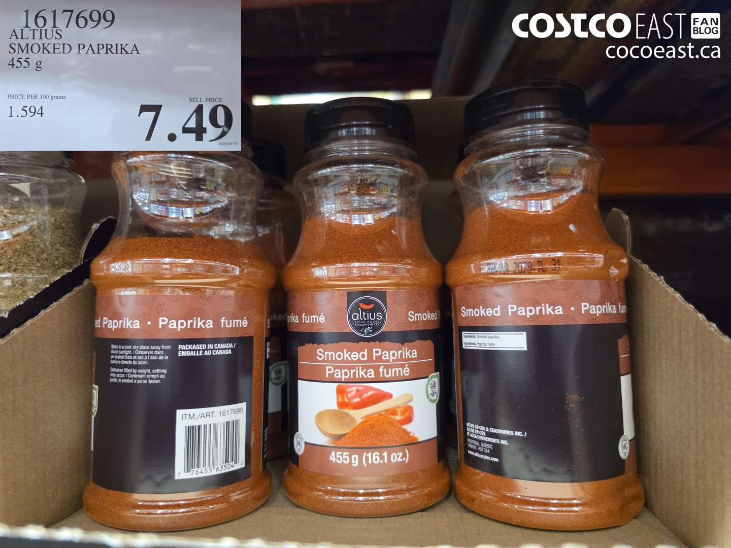 1617699 ALTIUS SMOKED PAPRIKA 455 G $7.49