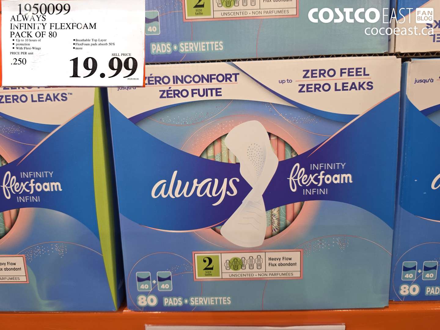 1950099 ALWAYS INFINITY FLEXFOAM PACK OF 80 $19.99