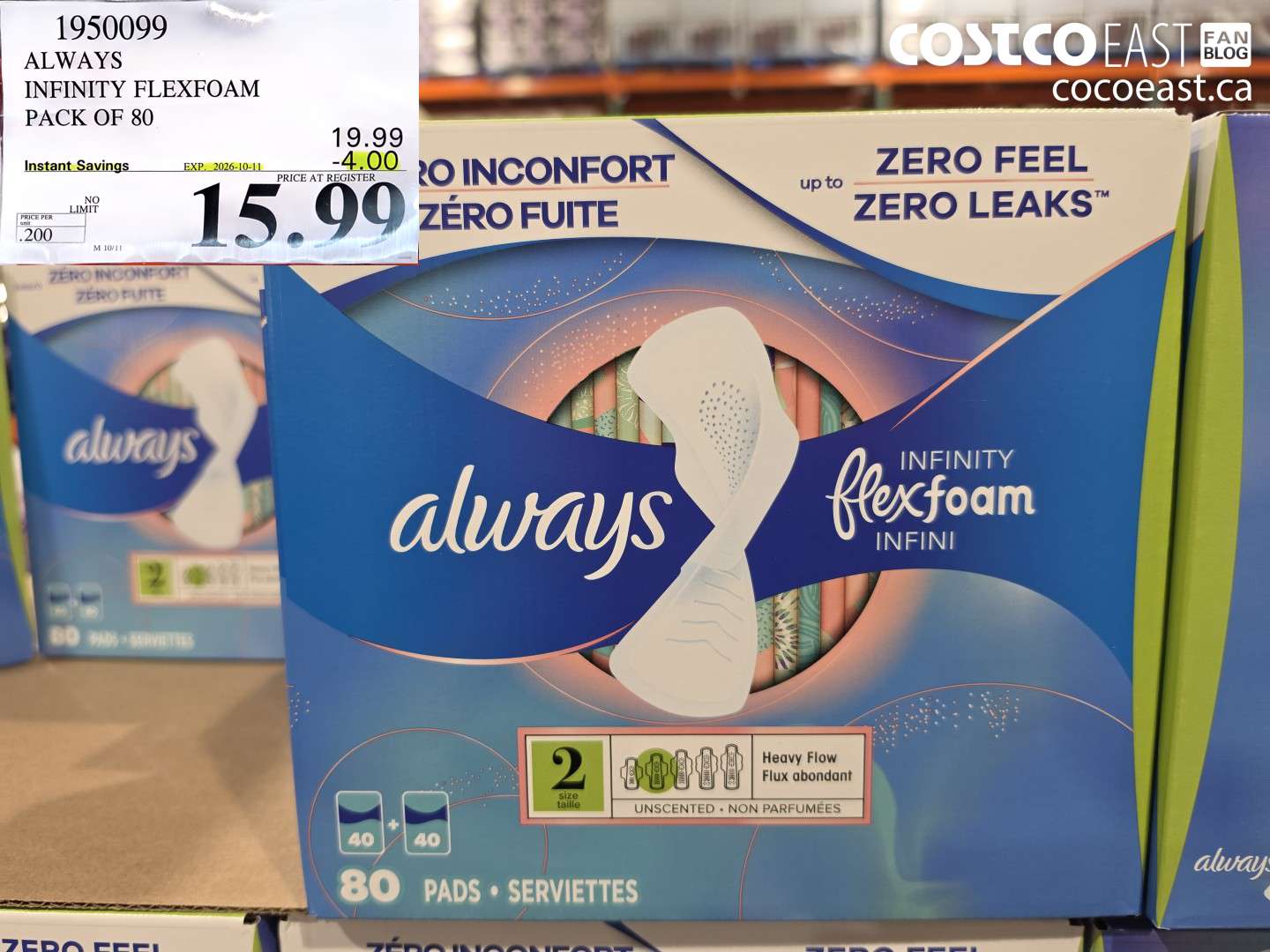 1950099 ALWAYS INFINITY FLEXFOAM PACK OF 80 ($4.00 INSTANT SAVINGS EXPIRES ON 2026-10-11) $15.99