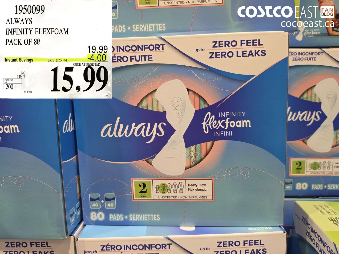 1950099 ALWAYS INFINITY FLEXFOAM PACK OF 80 ($4.00 INSTANT SAVINGS EXPIRES ON 2026-10-11) $15.99