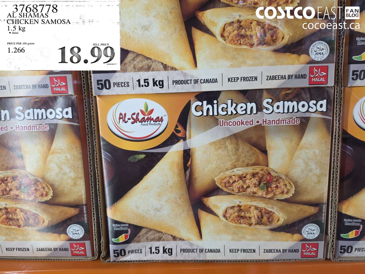 3768778 AL SHAMAS CHICKEN SAMOSA 1.5 KG $18.99