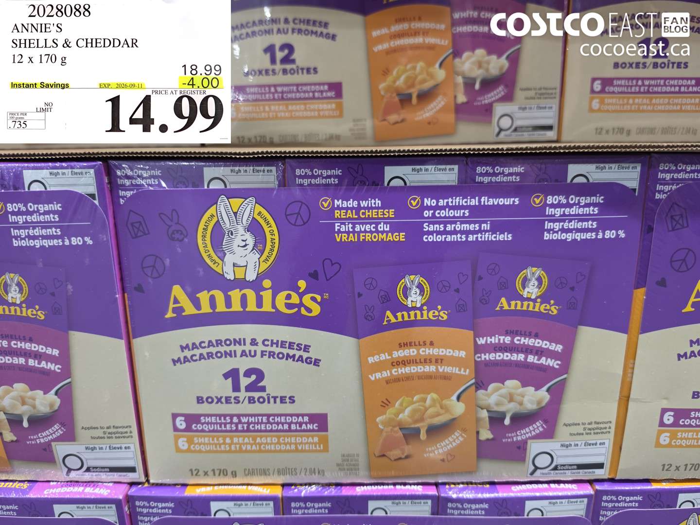 2028088 ANNIE'S SHELLS & CHEDDAR 12 X 170 G ($4.00 INSTANT SAVINGS EXPIRES ON 2026-09-11) $14.99