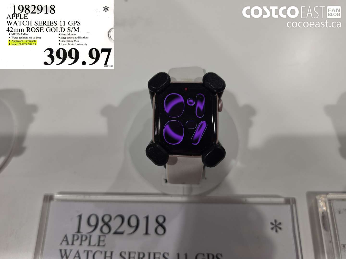 1982918 APPLE WATCH SERIES 11 GPS 42MM ROSE GOLD S/M $399.97
