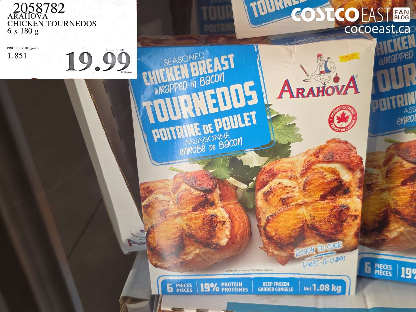 2058782 ARAHOVA CHICKEN TOURNEDOS 6 X 180 G $19.99