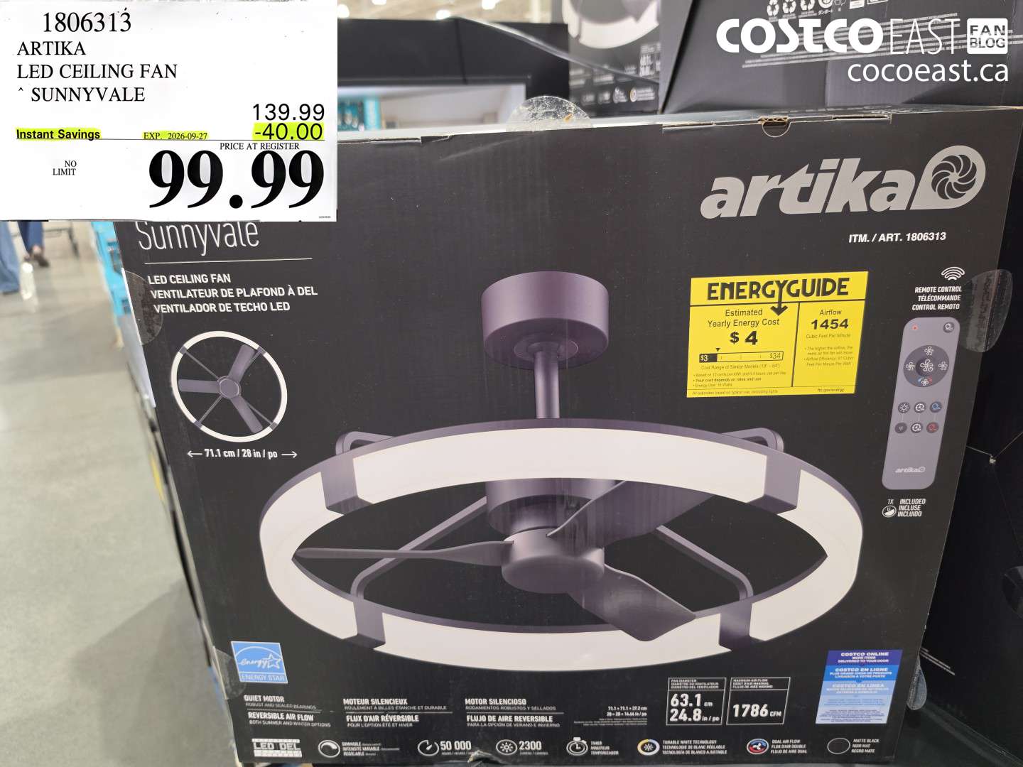 1806313 ARTIKA LED CEILING FAN SUNNYVALE ($40.00 INSTANT SAVINGS EXPIRES ON 2026-09-27) $99.99
