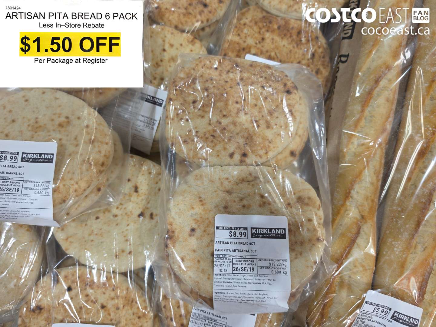 1891424 ARTISAN PITA BREAD 6 PACK ($1.50 INSTANT SAVINGS)